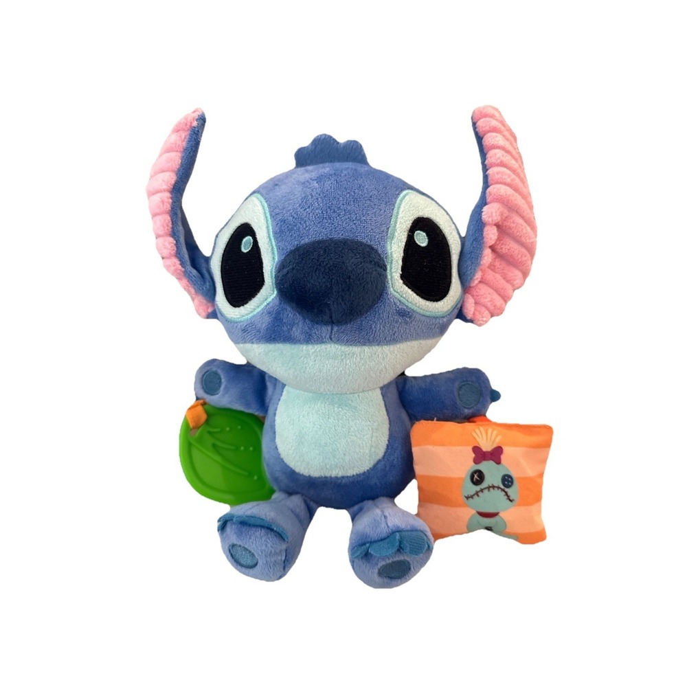 Disney Baby Stitch Activity Plush Rattle Mirror Teether Toy Blue 11.5 Inch EUC